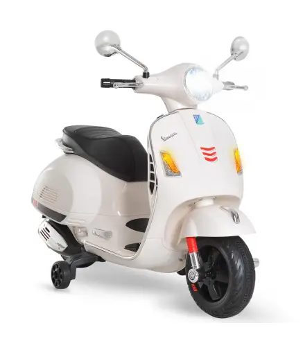 Moto Eléctrica para Niños de 3-6 Años con Licencia VESPA Moto de Batería para Niños con Música Velocidad 2-3 km/h y Bocina Carga