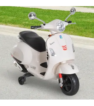 Moto Eléctrica para Niños de 3-6 Años con Licencia VESPA Moto de Batería para Niños con Música Velocidad 2-3 km/h y Bocina Carga