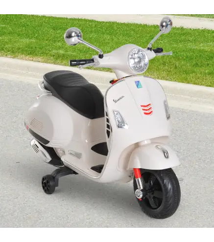 Moto Eléctrica para Niños de 3-6 Años con Licencia VESPA Moto de Batería para Niños con Música Velocidad 2-3 km/h y Bocina Carga