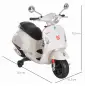 Moto Eléctrica para Niños de 3-6 Años con Licencia VESPA Moto de Batería para Niños con Música Velocidad 2-3 km/h y Bocina Carga