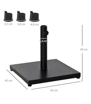 Base para Sombrilla de Jardín Peso Neto 18 kg Soporte Pie para Parasol Apto para Postes de Ø35mm/Ø38mm/Ø48mm para Jardín Patio N
