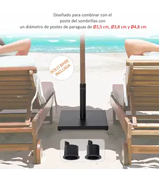 Base para Sombrilla de Jardín Peso Neto 18 kg Soporte Pie para Parasol Apto para Postes de Ø35mm/Ø38mm/Ø48mm para Jardín Patio N