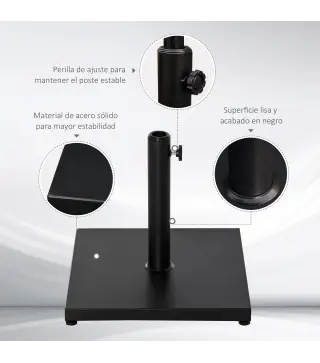 Base para Sombrilla de Jardín Peso Neto 18 kg Soporte Pie para Parasol Apto para Postes de Ø35mm/Ø38mm/Ø48mm para Jardín Patio N