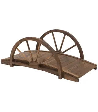 Puente de Jardín de Madera 100x50x37 cm con Barandillas Puente de Arco para Decoración Patio Carga 150 kg Carbonizado