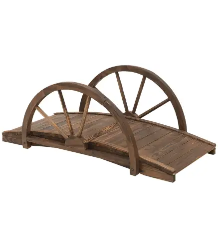 Puente de Jardín de Madera 100x50x37 cm con Barandillas Puente de Arco para Decoración Patio Carga 150 kg Carbonizado