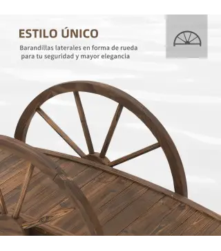 Puente de Jardín de Madera 100x50x37 cm con Barandillas Puente de Arco para Decoración Patio Carga 150 kg Carbonizado