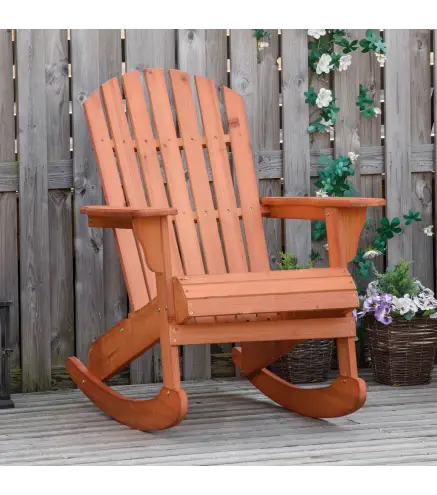 Silla Adirondack de Madera Natural 77x94x97 cm para Jardín Terraza Exterior de Estilo Rústico Carga 130kg Color Teca