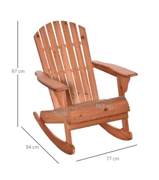Silla Adirondack de Madera Natural 77x94x97 cm para Jardín Terraza Exterior de Estilo Rústico Carga 130kg Color Teca