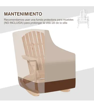 Silla Adirondack de Madera Natural 77x94x97 cm para Jardín Terraza Exterior de Estilo Rústico Carga 130kg Color Teca
