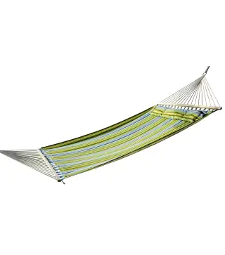 Hamaca Colgante de Jardín para 2 Personas Hamaca Ecológico para Camping con Almohada Carga de 180 kg Rayas Azules y Verdes 3,4x1