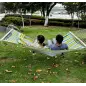 Hamaca Colgante de Jardín para 2 Personas Hamaca Ecológico para Camping con Almohada Carga de 180 kg Rayas Azules y Verdes 3,4x1