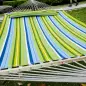 Hamaca Colgante de Jardín para 2 Personas Hamaca Ecológico para Camping con Almohada Carga de 180 kg Rayas Azules y Verdes 3,4x1
