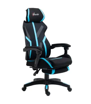 Silla Gaming con Reposapiés Retráctil Silla de Oficina Giratoria Reclinable con Reposacabezas y Altura Ajustable 65x65x119-129 c