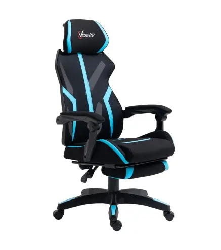 Silla Gaming con Reposapiés Retráctil Silla de Oficina Giratoria Reclinable con Reposacabezas y Altura Ajustable 65x65x119-129 c