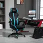 Silla Gaming con Reposapiés Retráctil Silla de Oficina Giratoria Reclinable con Reposacabezas y Altura Ajustable 65x65x119-129 c