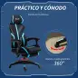 Silla Gaming con Reposapiés Retráctil Silla de Oficina Giratoria Reclinable con Reposacabezas y Altura Ajustable 65x65x119-129 c
