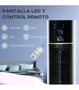 Enfriador de Aire Bajo Consumo 3 en1 Oscilante Humificador con 3L Control Remoto Pantalla LED 3 Velocidades 3 Modos y Temporizad