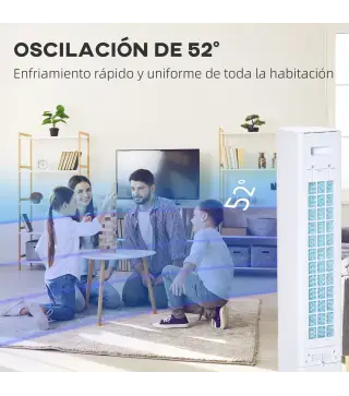 Enfriador de Aire Bajo Consumo 3 en1 Oscilante Humificador con 3L Control Remoto Pantalla LED 3 Velocidades 3 Modos y Temporizad