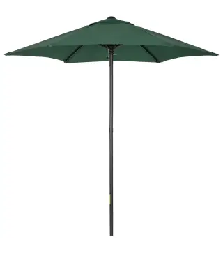 Parasol de Terraza con Mástil de Aluminio Techo de Ventilación y Poste Desmontable Impermeable para Patio Verde