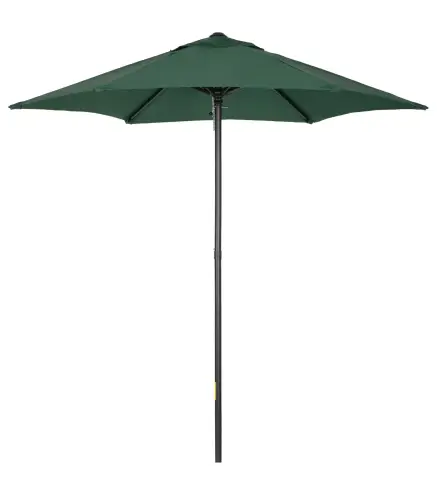 Parasol de Terraza con Mástil de Aluminio Techo de Ventilación y Poste Desmontable Impermeable para Patio Verde