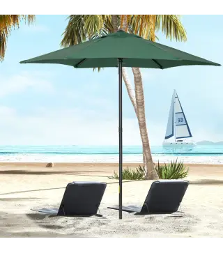 Parasol de Terraza con Mástil de Aluminio Techo de Ventilación y Poste Desmontable Impermeable para Patio Verde