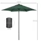 Parasol de Terraza con Mástil de Aluminio Techo de Ventilación y Poste Desmontable Impermeable para Patio Verde