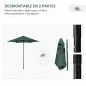 Parasol de Terraza con Mástil de Aluminio Techo de Ventilación y Poste Desmontable Impermeable para Patio Verde