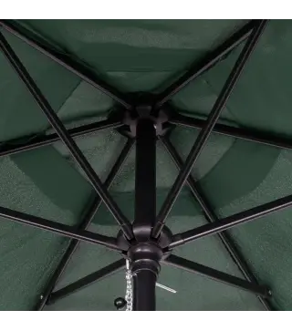 Parasol de Terraza con Mástil de Aluminio Techo de Ventilación y Poste Desmontable Impermeable para Patio Verde