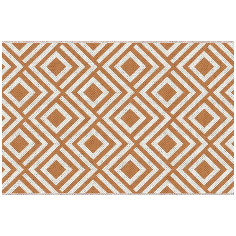 Alfombra Exterior Reversible 182x274 cm de Plástico Impermeable para Terraza Patio Camping Playa Rojo y Blanco