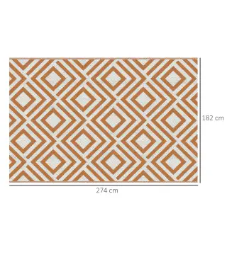 Alfombra Exterior Reversible 182x274 cm de Plástico Impermeable para Terraza Patio Camping Playa Rojo y Blanco