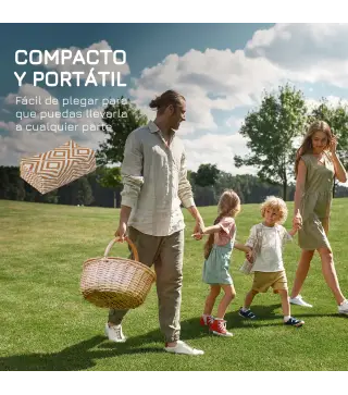 Alfombra Exterior Reversible 182x274 cm de Plástico Impermeable para Terraza Patio Camping Playa Rojo y Blanco