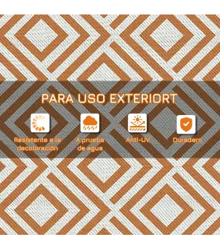 Alfombra Exterior Reversible 182x274 cm de Plástico Impermeable para Terraza Patio Camping Playa Rojo y Blanco