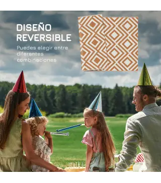 Alfombra Exterior Reversible 182x274 cm de Plástico Impermeable para Terraza Patio Camping Playa Rojo y Blanco