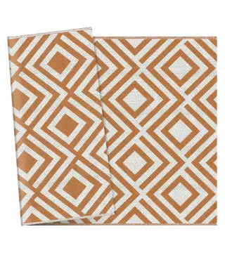 Alfombra Exterior Reversible 182x274 cm de Plástico Impermeable para Terraza Patio Camping Playa Rojo y Blanco