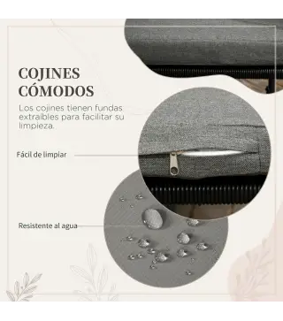 Conjunto de Jardín Exterior con Mesa Cuadrada 110x110x75 cm y 4 Sillas con Cojines 50,5x49,5x67 cm Negro y Natural