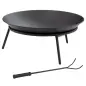 Brasero de Exterior para Jardín Pozo de Fuego de Metal con Atizador para Patio Terraza Ø47x21 cm Negro