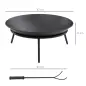 Brasero de Exterior para Jardín Pozo de Fuego de Metal con Atizador para Patio Terraza Ø47x21 cm Negro Brasero de Exterior para Jardín Pozo de Fuego de Metal con Atizador para Patio Terraza Ø47x21 cm Negro