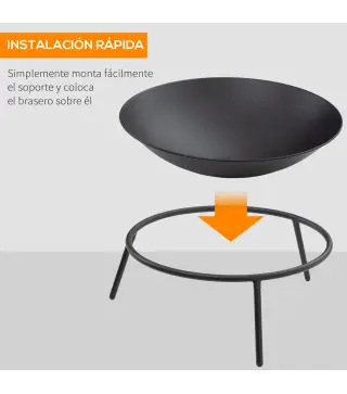 Brasero de Exterior para Jardín Pozo de Fuego de Metal con Atizador para Patio Terraza Ø47x21 cm Negro