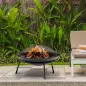 Brasero de Exterior con Tapa y Atizador Pozo de Fuego de Metal para Terraza Patio Jardín Ø47x33 cm Negro