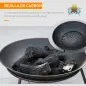 Brasero de Exterior con Tapa y Atizador Pozo de Fuego de Metal para Terraza Patio Jardín Ø47x33 cm Negro