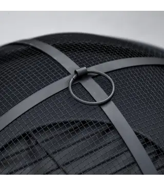 Brasero de Exterior con Tapa y Atizador Pozo de Fuego de Metal para Terraza Patio Jardín Ø47x33 cm Negro