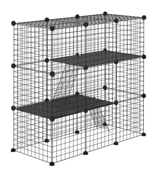 Jaula para Animales Pequeños de 31 Paneles Parque para Mascotas para Gatitos Conejos Chinchillas 105x45x105 cm Negro