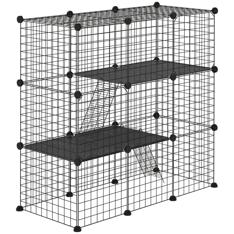Jaula para Animales Pequeños de 31 Paneles Parque para Mascotas para Gatitos Conejos Chinchillas 105x45x105 cm Negro Jaula para Animales Pequeños de 31 Paneles Parque para Mascotas para Gatitos Conejos Chinchillas 105x45x105 cm Negro