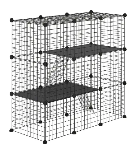 Jaula para Animales Pequeños de 31 Paneles Parque para Mascotas para Gatitos Conejos Chinchillas 105x45x105 cm Negro