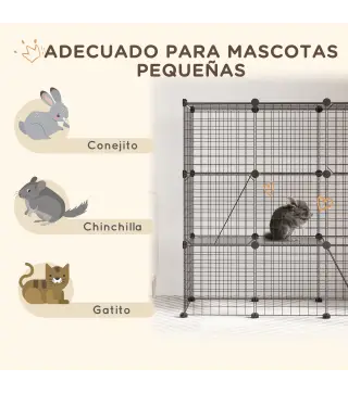 Jaula para Animales Pequeños de 31 Paneles Parque para Mascotas para Gatitos Conejos Chinchillas 105x45x105 cm Negro