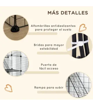 Jaula para Animales Pequeños de 31 Paneles Parque para Mascotas para Gatitos Conejos Chinchillas 105x45x105 cm Negro