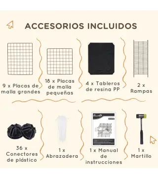 Jaula para Animales Pequeños de 31 Paneles Parque para Mascotas para Gatitos Conejos Chinchillas 105x45x105 cm Negro
