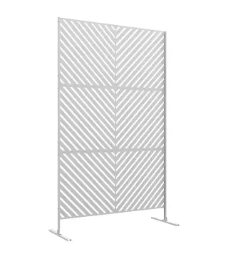 Separador de Ambientes Exterior con 3 Piezas Patrón de Triángulo Invertido con Marco de Acero 122x45x198 cm Blanco