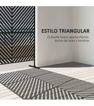Separador de Ambientes Exterior con 3 Piezas Patrón de Triángulo Invertido con Marco de Acero 122x45x198 cm Blanco