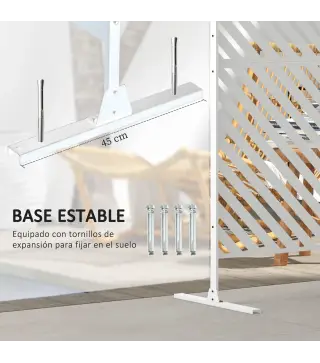 Separador de Ambientes Exterior con 3 Piezas Patrón de Triángulo Invertido con Marco de Acero 122x45x198 cm Blanco